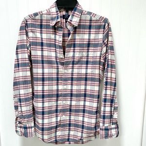J Crew Factory Summer Plaid Button Down Shirt Long Sleeve